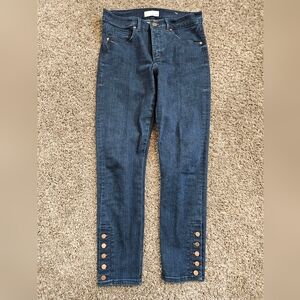 LOFT Dark Blue Skinny Jeans with Button Detail